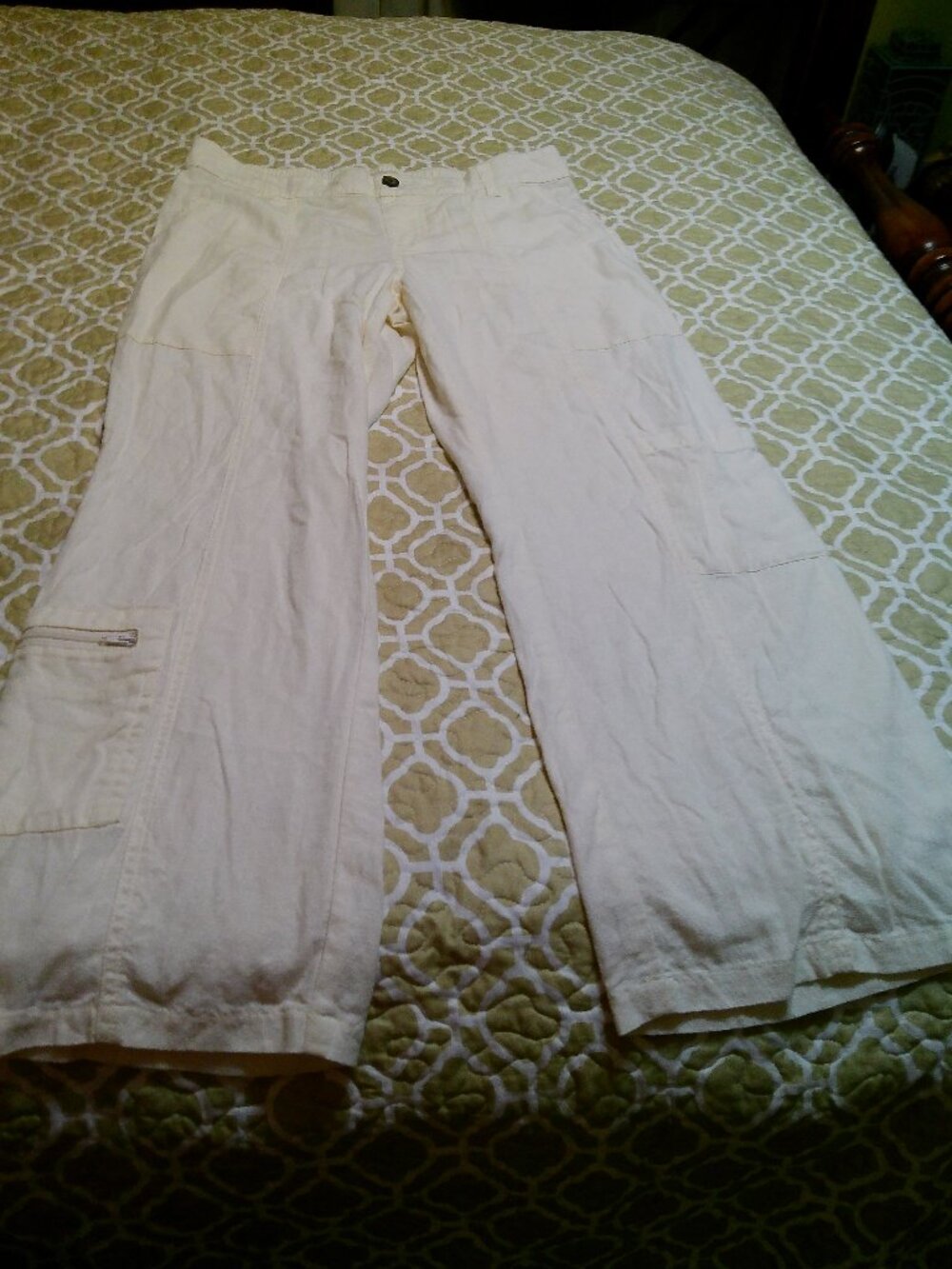 SINCERELY JULES CREAM COLOR LINEN PANTS SIZE SMALL GOOD CONDITION